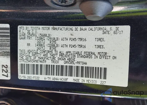 2017 Toyota Tacoma Sr5 V6 z USA, uszkodzony, nr VIN 3TMCZ5AN3HM074659